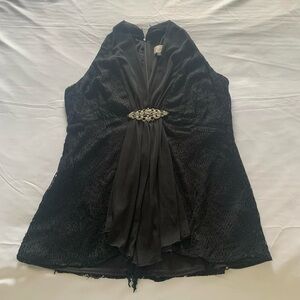 black formal lace drape detail tank top